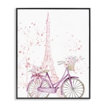 Parisian Bicycle & Modern Splatter Black Framed Giclee Art, design by Kim Allen