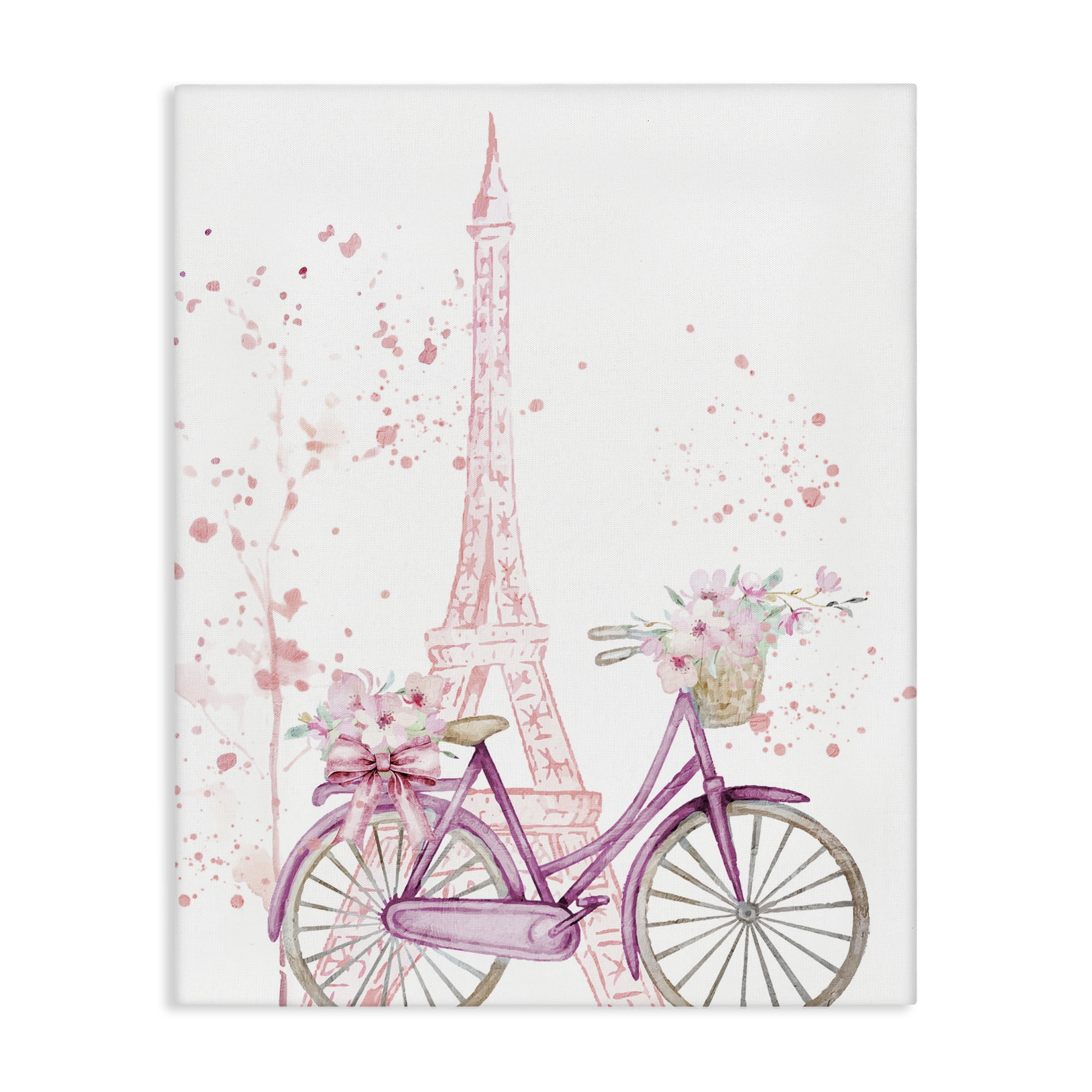 Parisian Bicycle & Modern Splatter Canvas Wall Art, design by Kim Allen