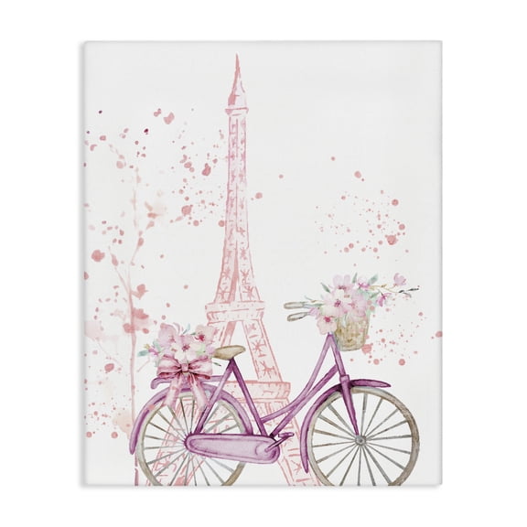 Parisian Bicycle & Modern Splatter Canvas Wall Art, design by Kim Allen