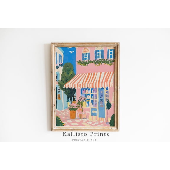 Parisian Café Wall Art, French Bakery Poster, Pastel Storefront , Colorful Cityscape Home Decor, Travel-Inspired Artwor, Size 16x24 UNFFRAMED F03.1.6l1941