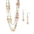 thumbnail image 1 of Elegant Victorian Style Pearl and Crystal Jewelry Set with Long Layered Necklace and Drop Earrings Necklace Gold, 1 of 7