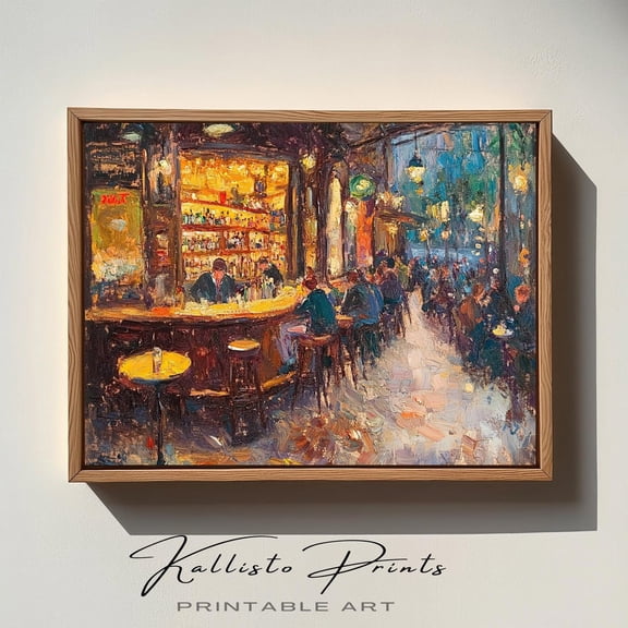 Parisian Night Cafe Wall Art Cozy Bar Scene Impressionist Print Poster for Home Decor 790, Size 8x12 UNFFRAMED F03.1.6l1831