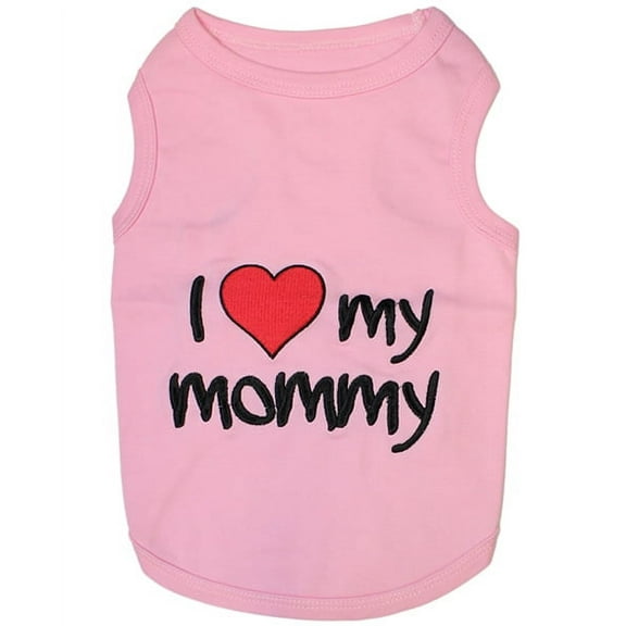 Parisian Pet Dog Clothes I LOVE MOMMY PINK T-Shirt