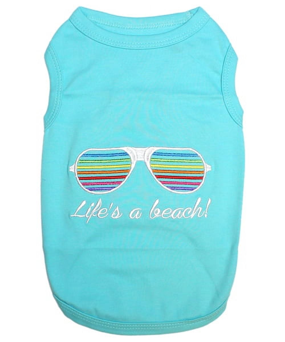 Light Blue Cotton Beach-Themed XS Dog T-Shirt