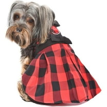 Parisian Pet Dog Dress - Red Checkered Dog Christmas Outfit - Stylish Dog Wedding Clothes - lightweight Formal Party Puppy Dress - Dog Dresses for Large Dogs Girl - All Sizes Available - 2XL