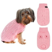 Parisian Pet Dog Sweaters - Pull Over, Turtle Neck Pink Dog Sweater - Cable Knit Thick Dog Sweater - Fall, Winter Dog Clothes - Flexible Arm Holes Large Dog Sweaters For Girl Dogs - 2XL