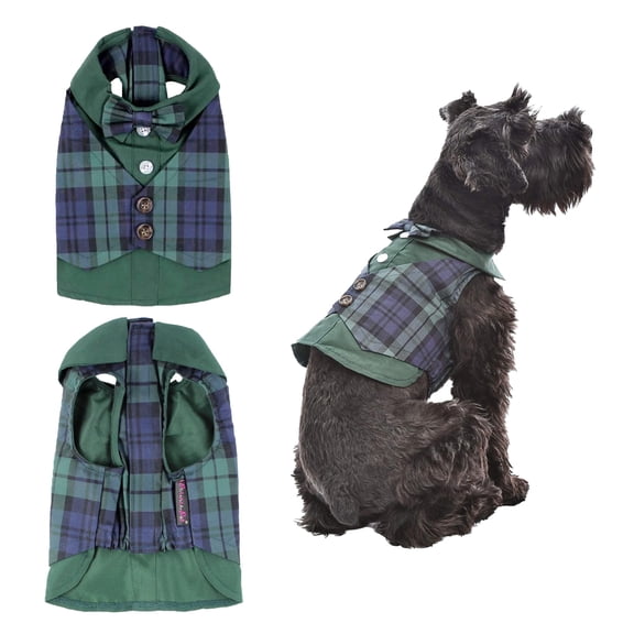 Parisian Pet Green Dog Shirt - Scottish Tuxedo Dog Clothes - Stylish Dog Wedding Outfit - lightweight Party Puppy Dress - Christmas Dog Shirts for Medium Dogs - All Sizes Available - M