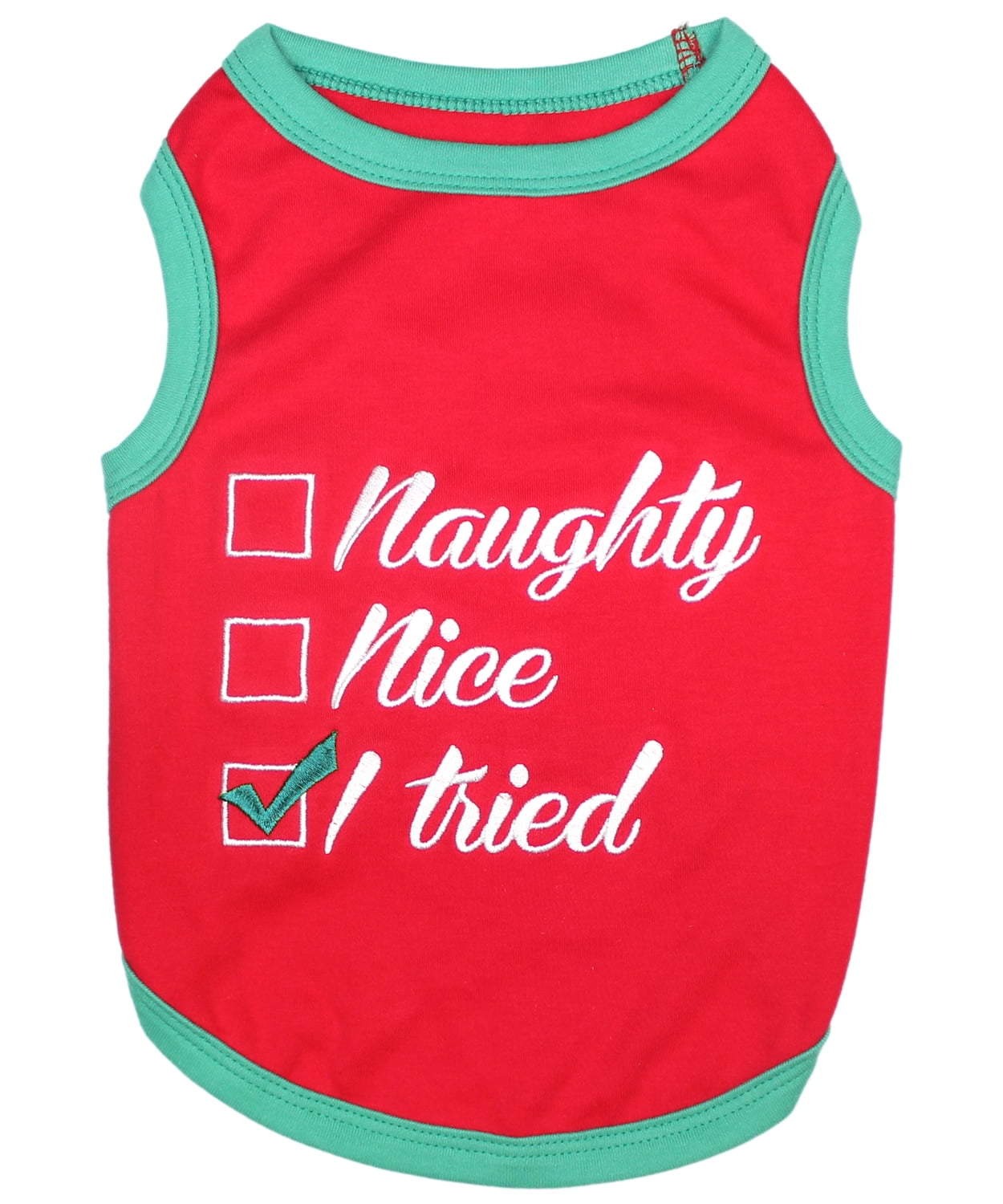 Parisian Pet Holiday XMAS Dog Clothes NAUGHTY NICE I TRIED T-Shirt