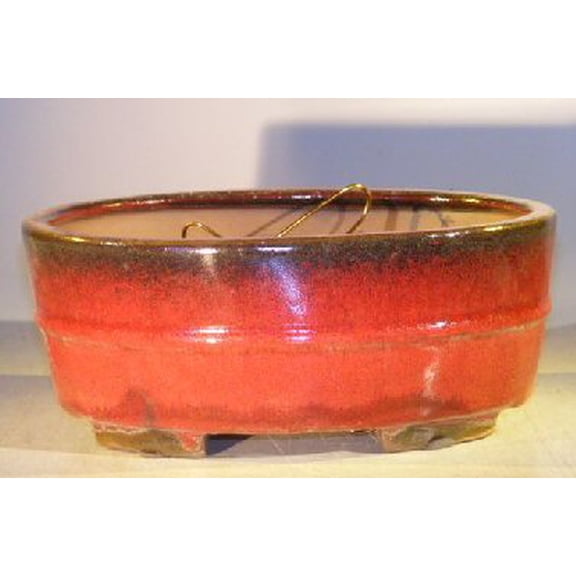 Parisian Red Ceramic Bonsai Flower Pot - Oval Professional Series