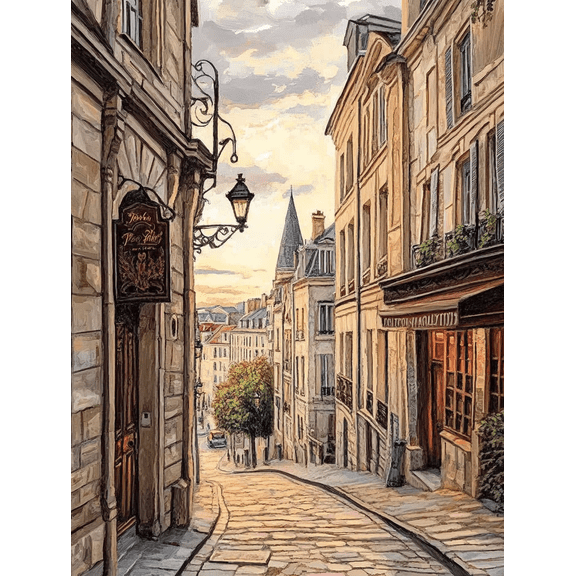 Parisian Street Scene Canvas Painting Suitable for Living Room Bedroom Dining Room Office Hallway Decoration