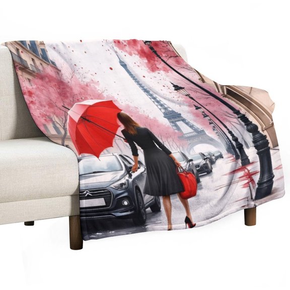 Parisian Street with Eiffel Tower Blankets Bedroom Living Room Sofa Throw Blankets for Beds