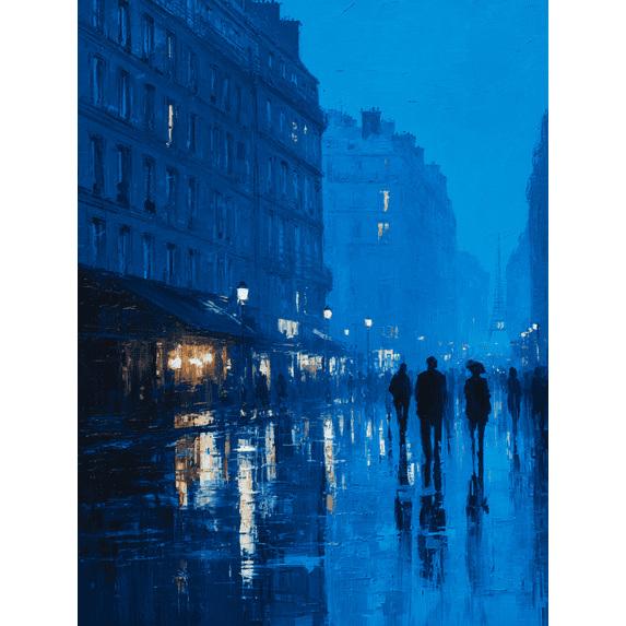 Parisian Streetscape Oil Painting Canvas Print Wall Art for Living Room Office Hotel Cafe