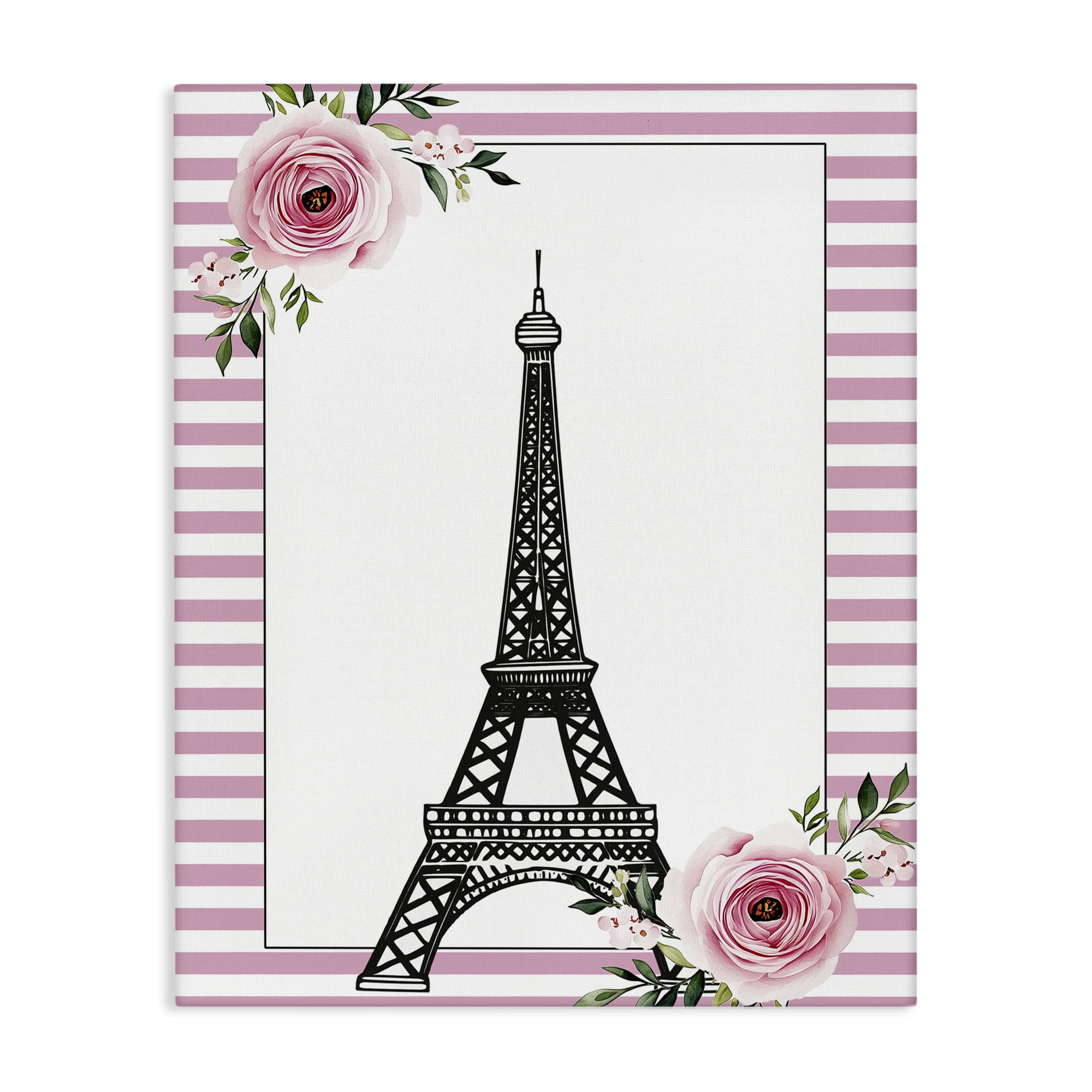 Parisian Tower & Roses Canvas Wall Art, design by Christine Simpson Art