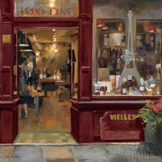 Parisian Wine Shop Red Crop Canvas Art - Marilyn Hageman (24 x 24)