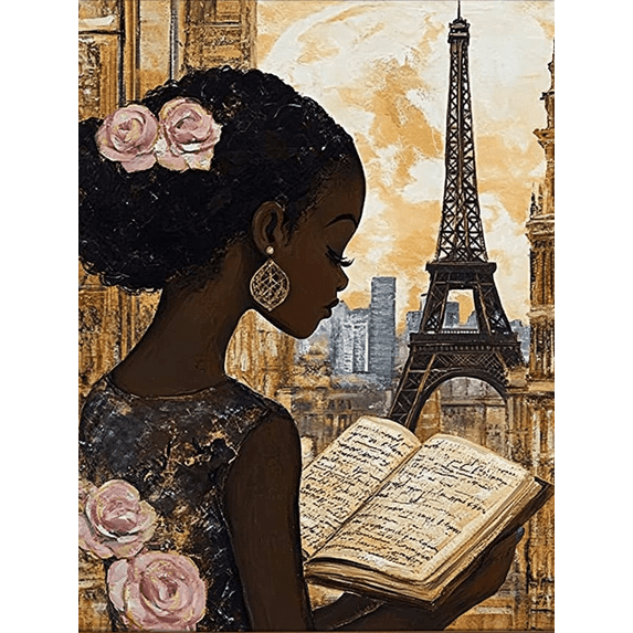 Parisian Woman Reading Canvas Wall Art, Suitable for Living Room, Bedroom, Office, Library, and Study Decoration.