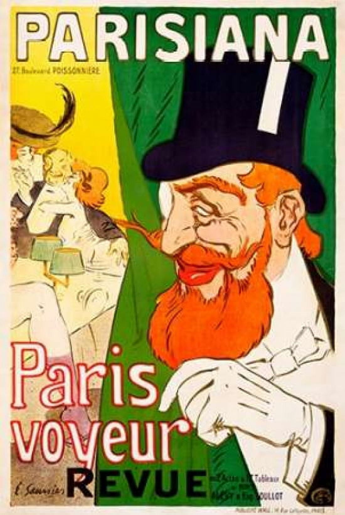 Parisiana Paris voyeur Canvas Art - J Saunier (20 x 28)