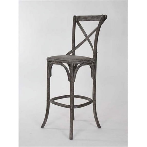 Parisienne Cafe Bar Stool, Limed Charcoal Rattan - 20 x 46 x 16 in.