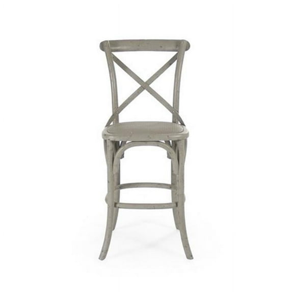 Parisienne Cafe Counter Stool, Distressed Olive Green Rattan - 20 x 43 x 16 in.