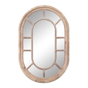 Parisloft 36 Tall Oval Wood Pane Wall Mirror, Farmhouse Wall Mirror with Natural Washed Finish for a Bathroom, Entry, Living Room, Bedroom