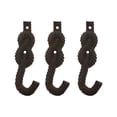 thumbnail image 1 of Parisloft Antique Brown Set of 3 Cast Iron Rope Wall Hooks, 1 of 3