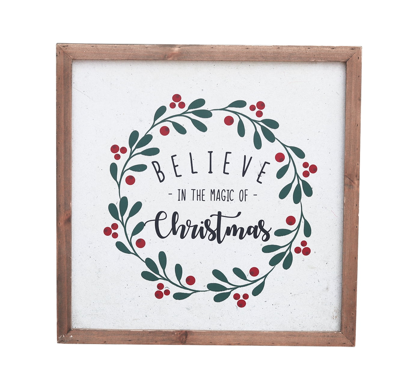 Rustic Brown Wood Believe in the Magic of Christmas Wall Sign