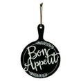 thumbnail image 1 of Parisloft Bon Appetit Bread-board Shaped Wood Sign with Rope Hanger，Black and White, 3D Farmhouse Wood Wall Decor for Dining Room, 16"H, 1 of 7