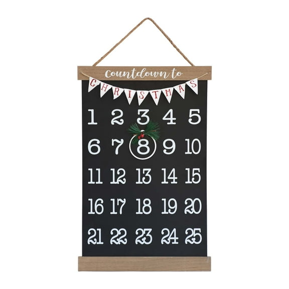 Parisloft Countdown to Christmas Calendar Wall Hanging Decor, Black, 19.125"H