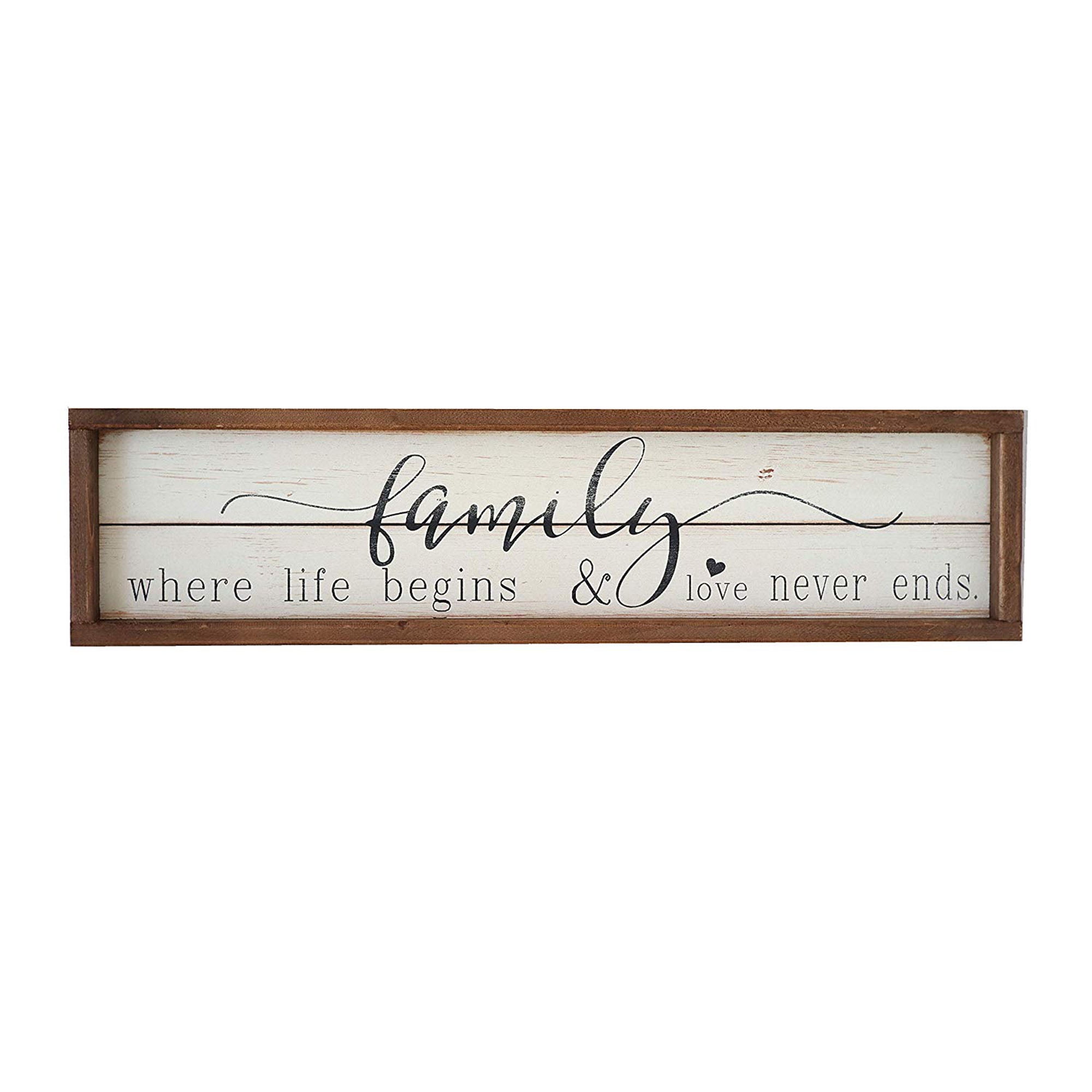 White and Brown Rustic Wood Family Wall Plaque