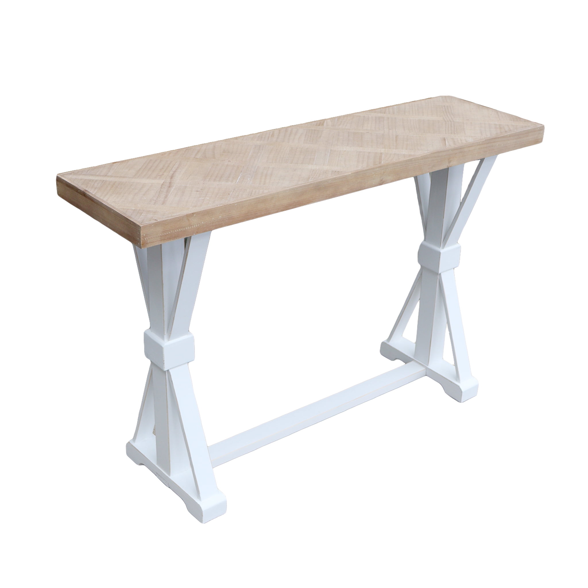 Parisloft Farmhouse Wood Console Table with Natural Wood Tabletop and ...