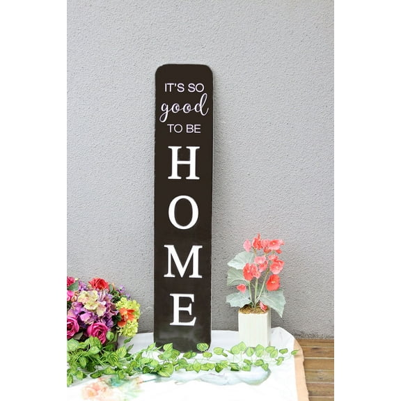 Parisloft It's so Good to Be Home Embossed Metal Printing Wall Sign, Black