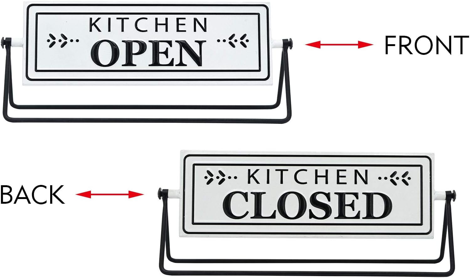Parisloft Kitchen Open/Closed Swivel Metal Tabletop Sign Decor, White ...