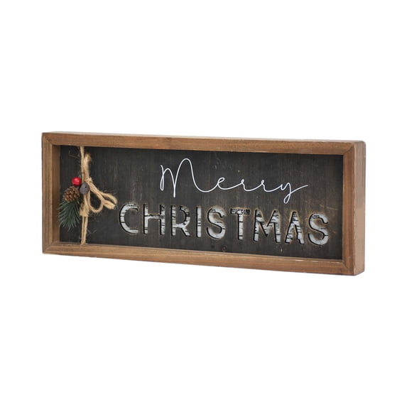 Parisloft Merry Christmas Farmhouse Wood Farmed Tabletop Sign