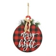 thumbnail image 1 of Parisloft Merry and Bright Buffalo Check Christmas Wood Wall Ornament, 1 of 9