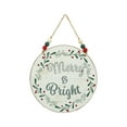 thumbnail image 1 of Parisloft Merry and Bright Christmas Vintage Wood Wall Decor, Multicolor, 7.9" Dia., 1 of 7