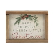 Parisloft Mini Christmas Wood Wall Hanging Sign with Sentiment - Have Yourself a Merry Little Christmas, Vintage Christmas Wall Decor 7.875 x 1.625 x 6 Inches
