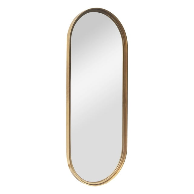 Parisloft Oval Capsule Wall Mirror, Gold Metal Frame, Full Length, 17.
