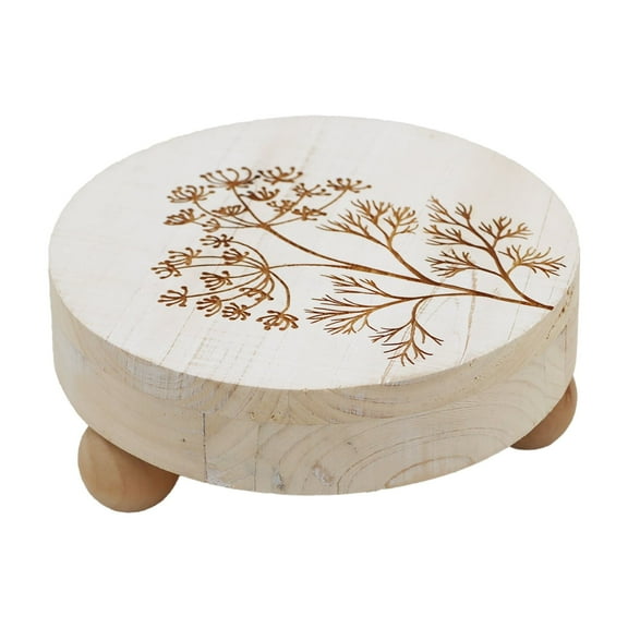 Parisloft Round Wood Display Riser, Small Plant Stands, Decorative Wood Risers for Desktop/Bathroom/Livingroom/Bedroom, White, 7.7 Dia.