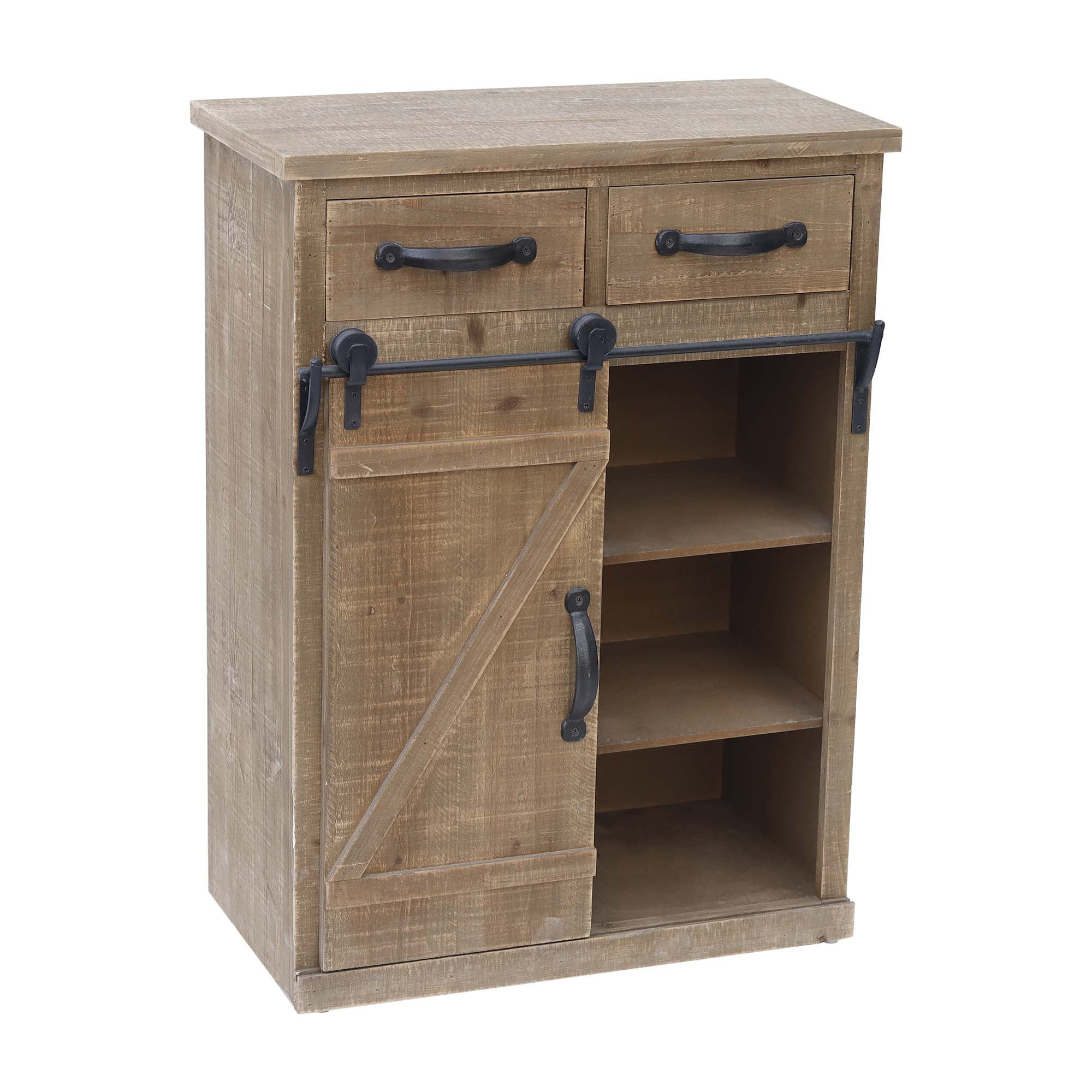 Rustic Farmhouse 24" Metal & Wood Console Cabinet with Storage