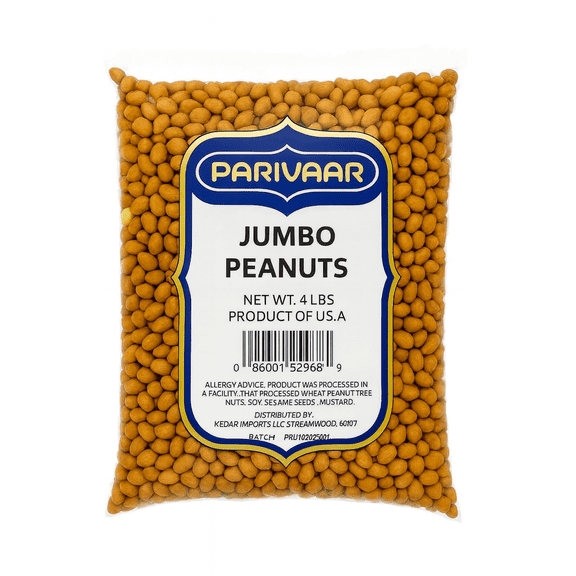 Parivaar Peanuts, Raw Whole With Skin (Uncooked, Unsalted) 4 Pound (64oz) ~ All Natural - USA Grown Red Skin Spanish Grade