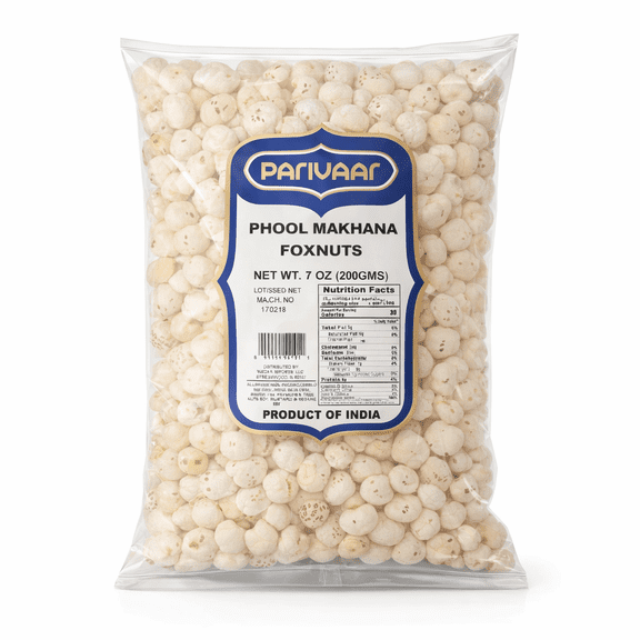 Parivaar Uncooked Phool Makhana | Fox Nut, Popped Lotus Seed | 7oz(200g)
