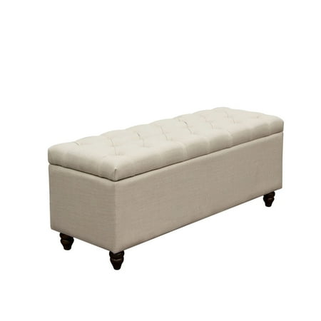 Diamond Sofa Park Ave Lift Top Tufted Storage Trunk Bench in Sand