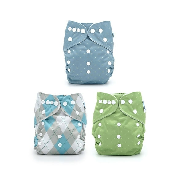 Park Avenue Collection, 3 Pocket Cloth Diapers for Babies + 3 Cloth Diaper Inserts | Bubble Butt Baby
