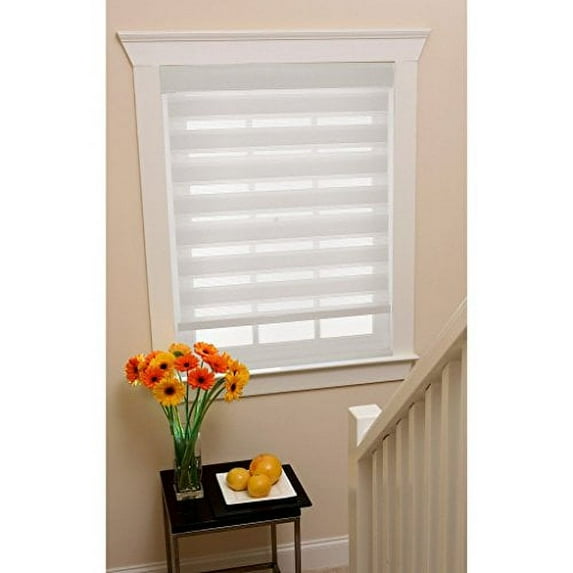 Park Avenue Collection Cordless Celestial Sheer Double Layered Shade 27x72 - White