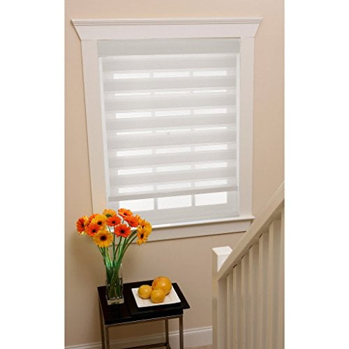 Park Avenue Collection Cordless Celestial Sheer Double Layered Shade 34x72 - White