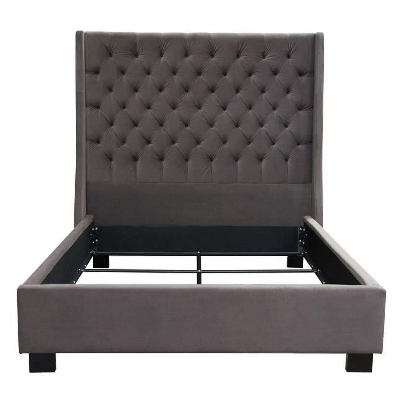 Park Avenue Eastern King Tufted Wingback Bed in Smoke Grey Velvet