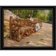 thumbnail image 1 of Park Bench (aka An Idle Hour in the Park - Central Park) 36x28 Large Black Ornate Wood Framed Canvas Art by William Merritt Chase, 1 of 2