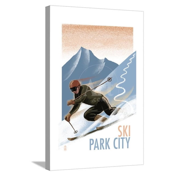 Park City, Utah  Downhill Skier Lithography Style, Stretched Canvas Wall Art by Lantern Press Sold by Art.Com