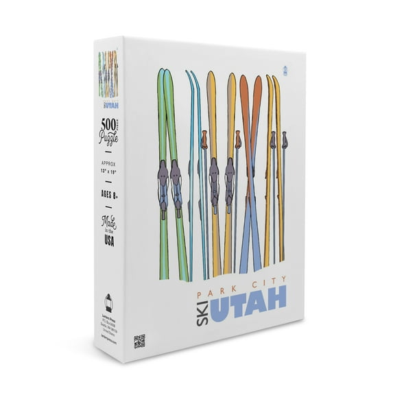 Park City, Utah, Skis in Snow (19x27 inches, Premium 500 Piece Jigsaw Puzzle for Adults and Family, Made in USA)