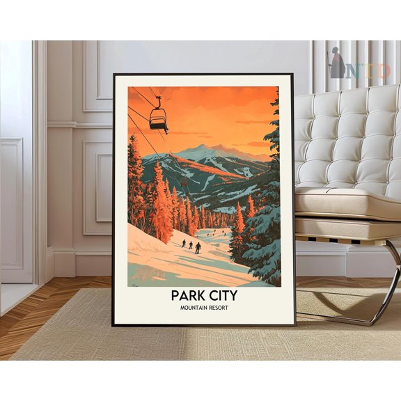 Park City Wasatch Mountains Poster, Unframed Canvas 8x10in