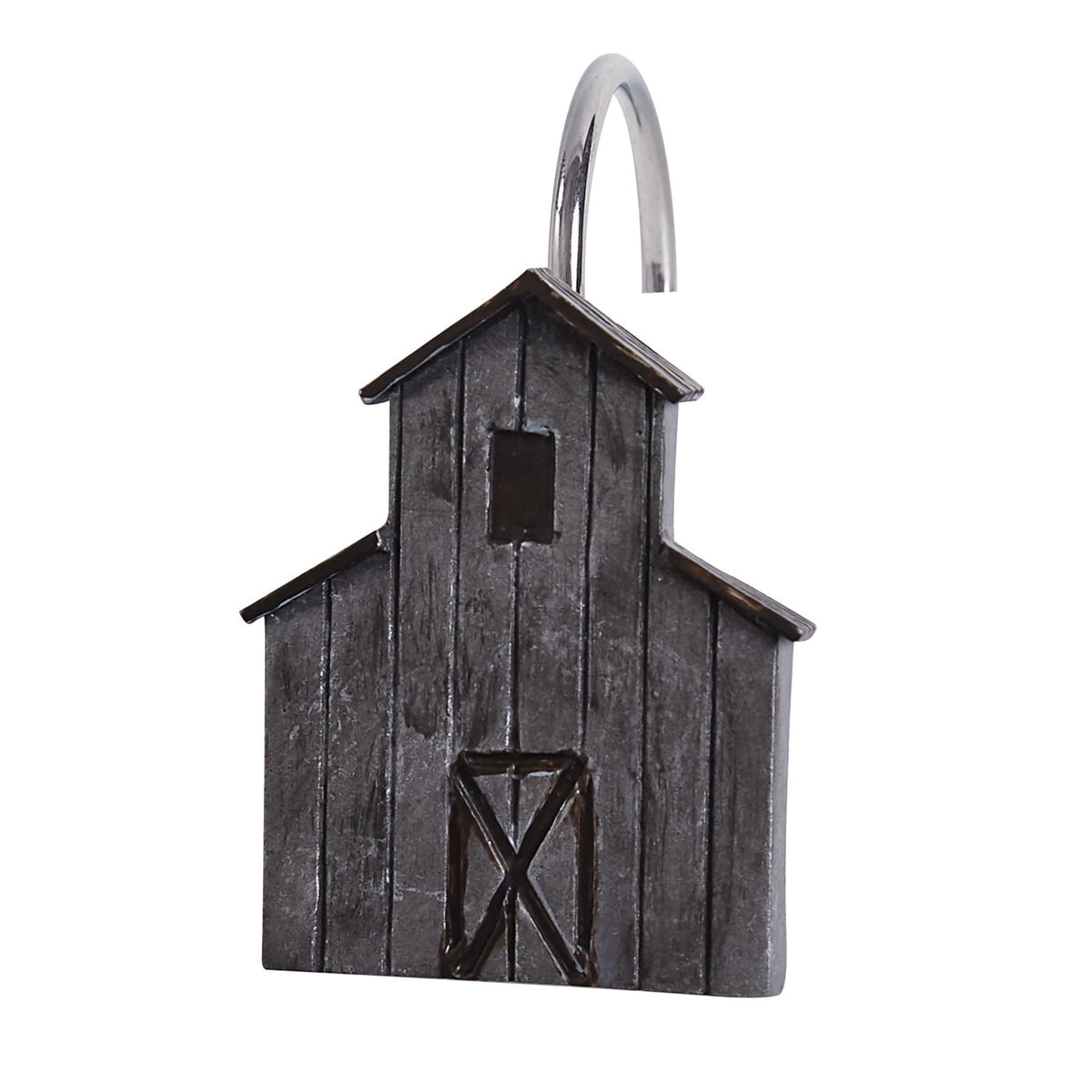 Antique Gray Farmhouse Barn Shower Curtain Hooks Set